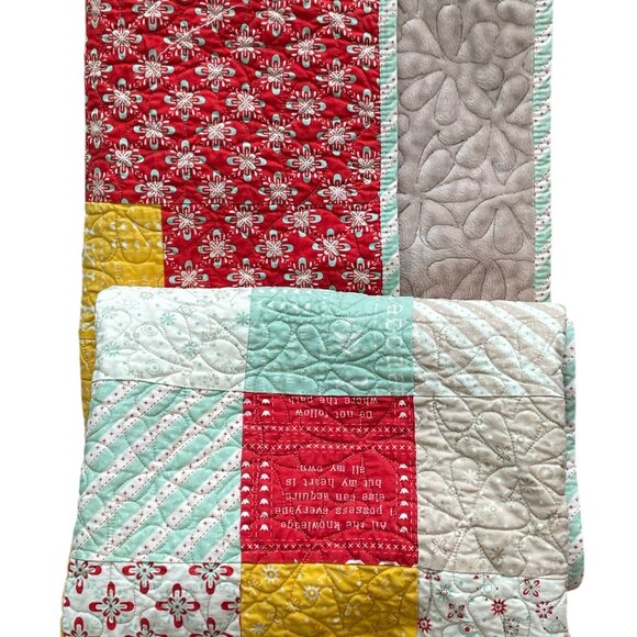 Live the Life You Love Quilted Throw Blanket 44 x 44 Inch Plush Back - Picture 2 of 3